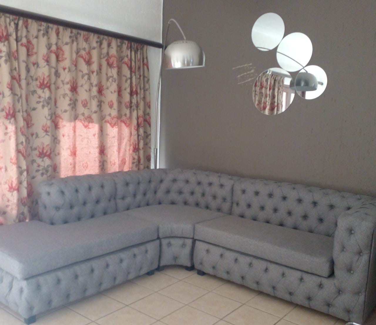 Classic Grey Chesterfield Sectional Sofa